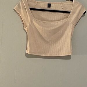 SHEIN Beige Ribbed Crop Top